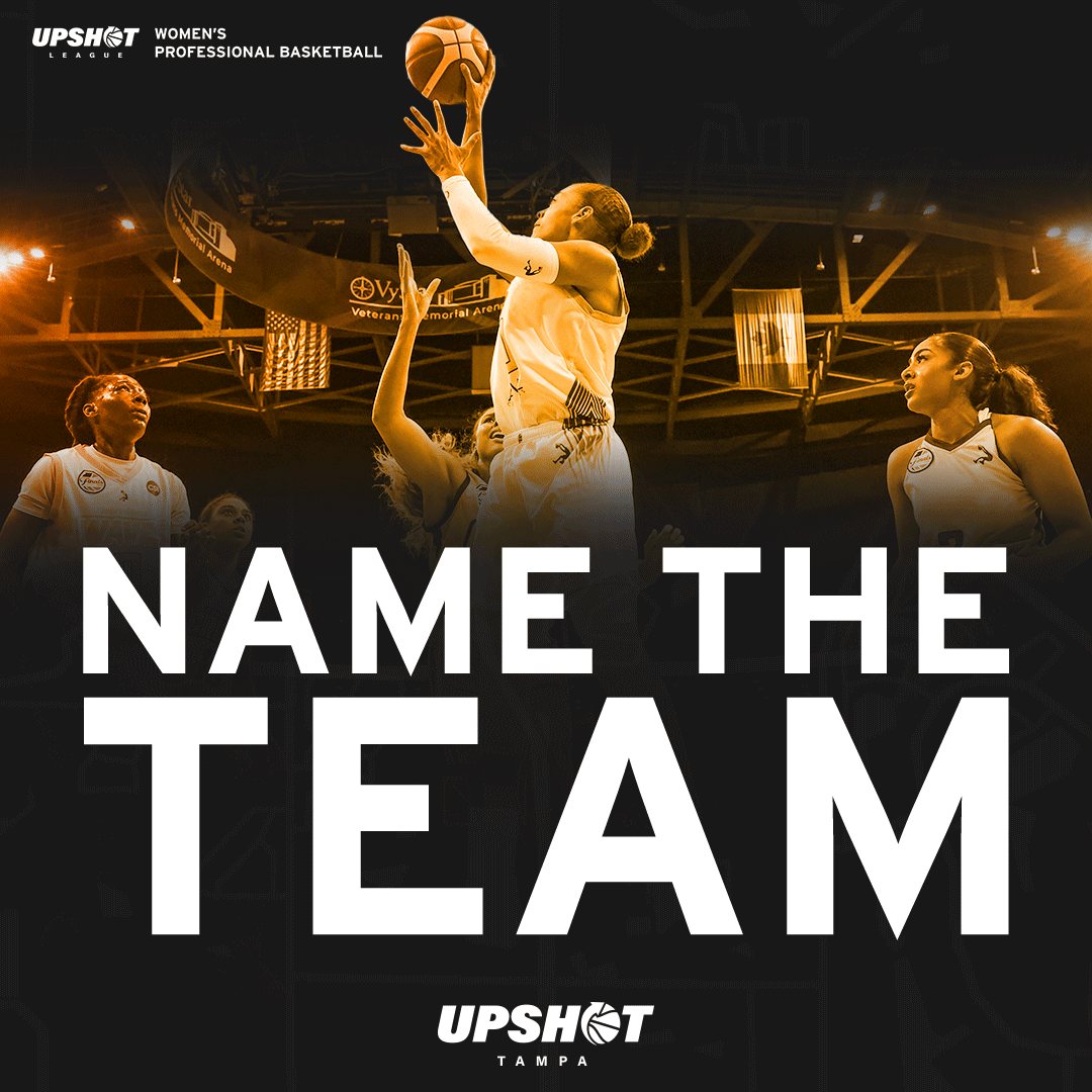 Name the team: UPSHOT players in action under the arena lights.