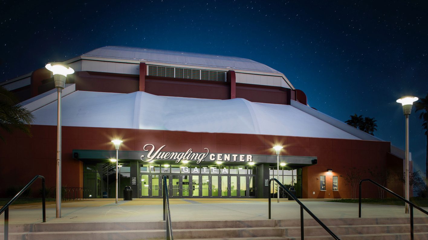 The Yuengling Center at night, home of UPSHOT Tampa